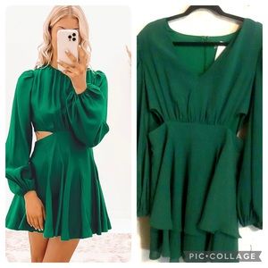 A Calin by Flying Tomato Green Sidecut Long Sleeve Dress size L